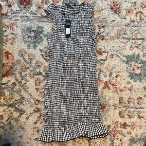 Fashion Nova Black & White Gingham Ruffle-Hem Mini Dress